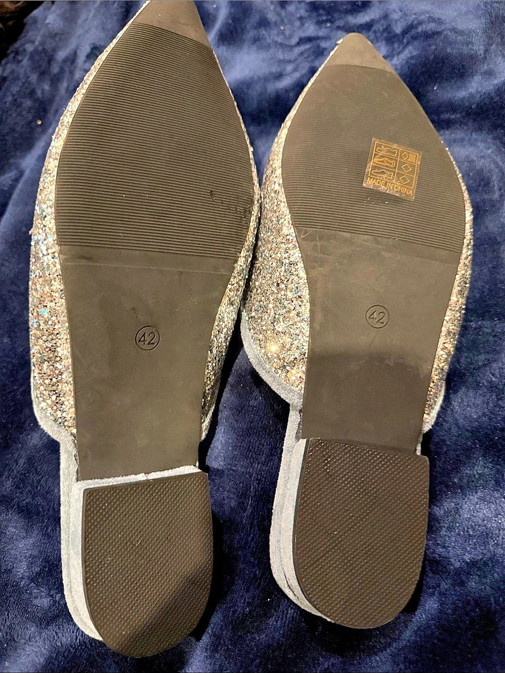 Glitter Bow Mules BLUE SOARKLE EU 42 size 8.5 BNWOB - Picture 5 of 7